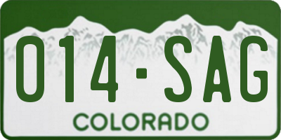 CO license plate 014SAG
