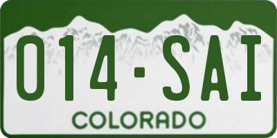 CO license plate 014SAI