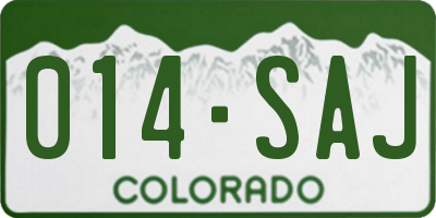 CO license plate 014SAJ