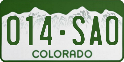 CO license plate 014SAO