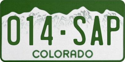 CO license plate 014SAP