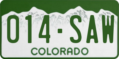 CO license plate 014SAW