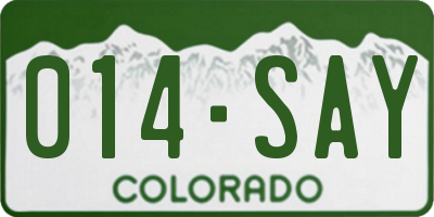 CO license plate 014SAY
