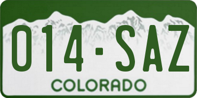 CO license plate 014SAZ