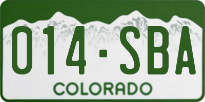 CO license plate 014SBA