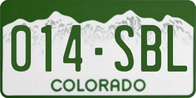 CO license plate 014SBL