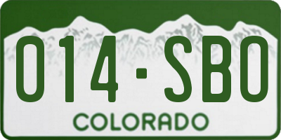 CO license plate 014SBO