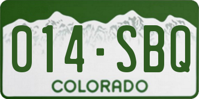 CO license plate 014SBQ