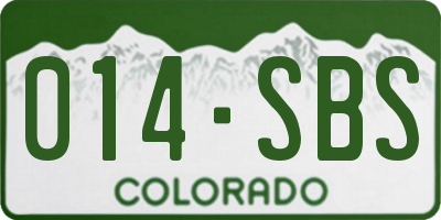 CO license plate 014SBS