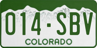 CO license plate 014SBV