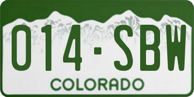 CO license plate 014SBW