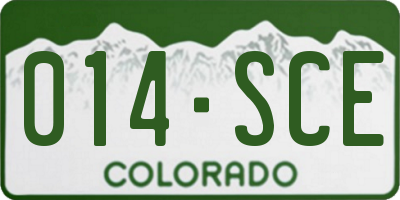 CO license plate 014SCE