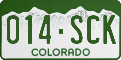 CO license plate 014SCK