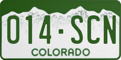 CO license plate 014SCN