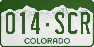 CO license plate 014SCR