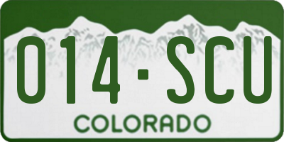 CO license plate 014SCU