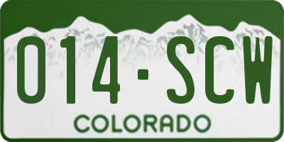 CO license plate 014SCW