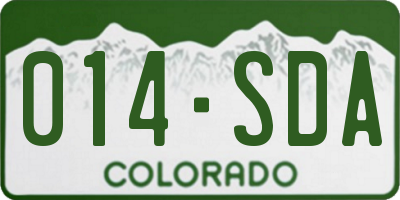 CO license plate 014SDA