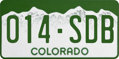 CO license plate 014SDB