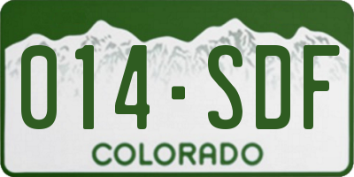 CO license plate 014SDF