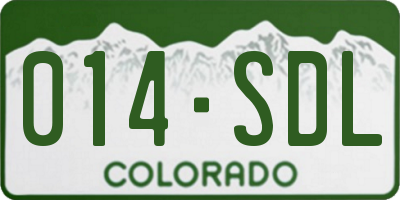 CO license plate 014SDL