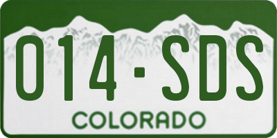 CO license plate 014SDS