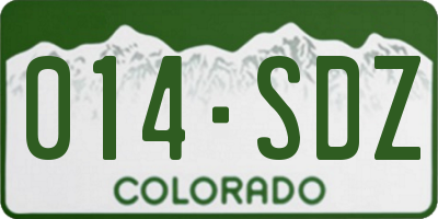 CO license plate 014SDZ