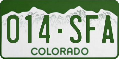 CO license plate 014SFA