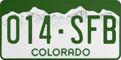 CO license plate 014SFB