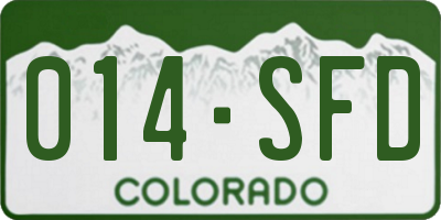 CO license plate 014SFD