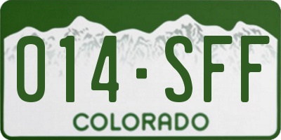 CO license plate 014SFF