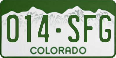 CO license plate 014SFG