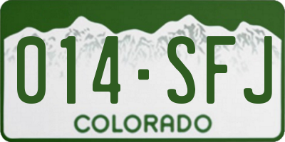 CO license plate 014SFJ