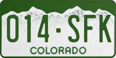 CO license plate 014SFK