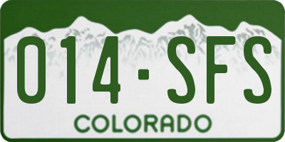 CO license plate 014SFS