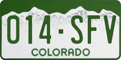 CO license plate 014SFV