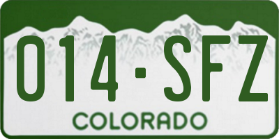 CO license plate 014SFZ