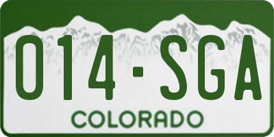 CO license plate 014SGA