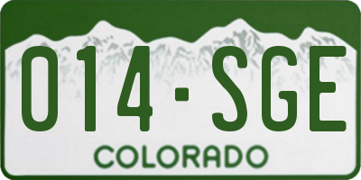 CO license plate 014SGE