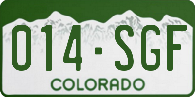 CO license plate 014SGF