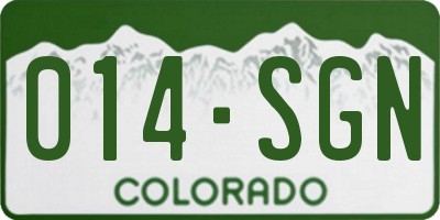 CO license plate 014SGN