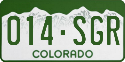 CO license plate 014SGR