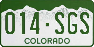 CO license plate 014SGS