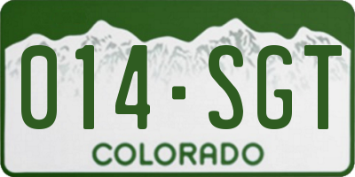 CO license plate 014SGT