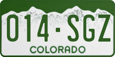 CO license plate 014SGZ