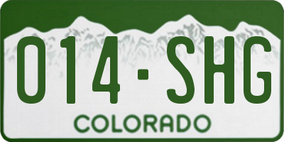 CO license plate 014SHG