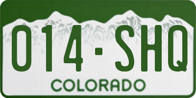 CO license plate 014SHQ