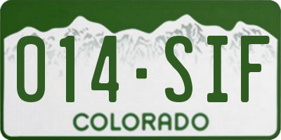 CO license plate 014SIF