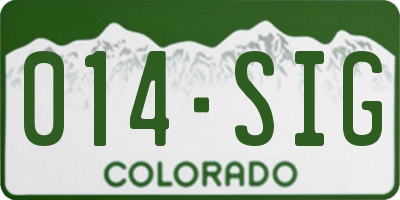 CO license plate 014SIG