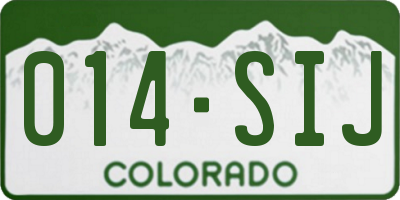 CO license plate 014SIJ